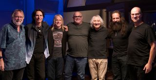From left: Jim Cox, Steve Vai, Steve Morse, Sterling Ball, Albert Lee, John Petrucci and John Ferraro