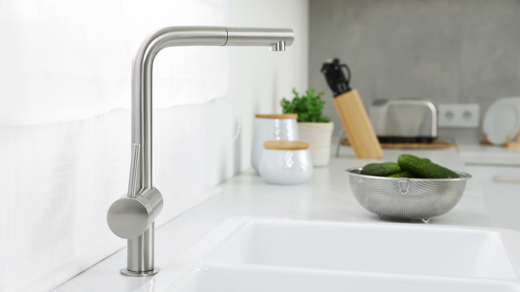 Kitchen faucet in modern kitchen
