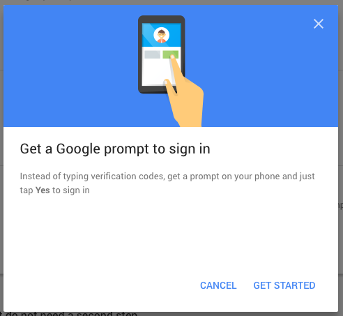 Google two-step verification setup