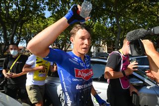 Jasper Philipsen cooling down after Stage 15 at the 2022 Tour de France