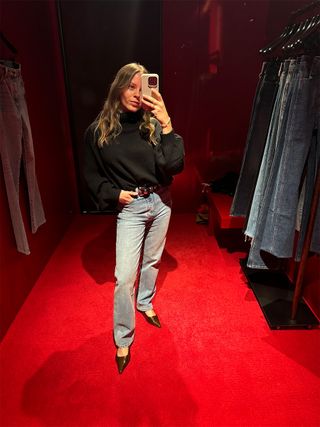 Nikki Chwatt wearing Khaite Danielle Jeans.