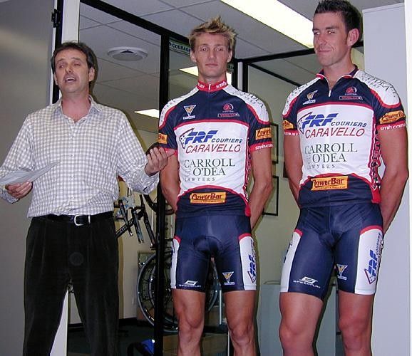 The big fellas... SBS TV's Mike Tomalaris introduces Tony Mann (l) and Troy Glennan (r)