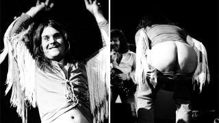 Ozzy Osbourne onstage and flashing his backside