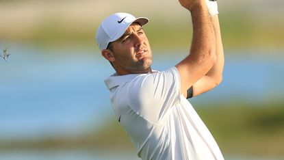 Scottie Scheffler takes a shot at the Hero World Challenge