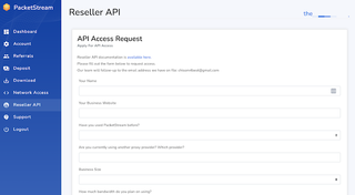 PacketStream Reseller API page