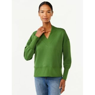 Scoop Women's Scuba Knit V-Neck Sweatshirt