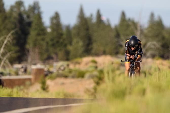 Denise Ramsden (Optum) rounds a corner for a ninth place finish.