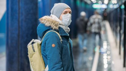 Man wearing a face mask, coronavirus.