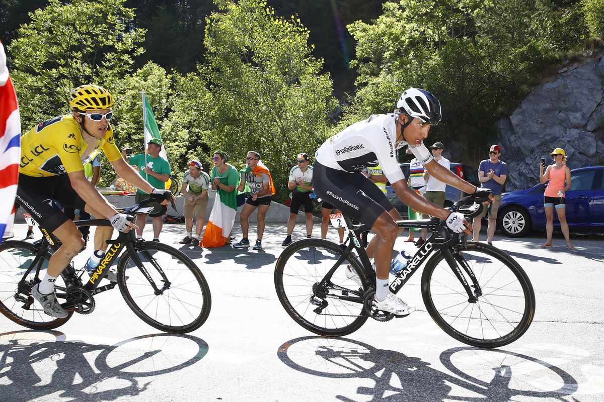 Geraint Thomas and Egan Bernal on Alpe d'Huez