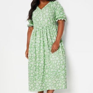 LIMITED COLLECTION Curve Green Vintage Floral Textured Midaxi Dress