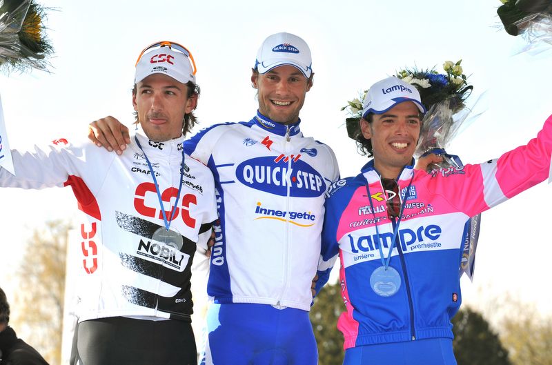 Fabian Cancellara, Tom Boonen and Alessandro Ballan make up the 2008 podium