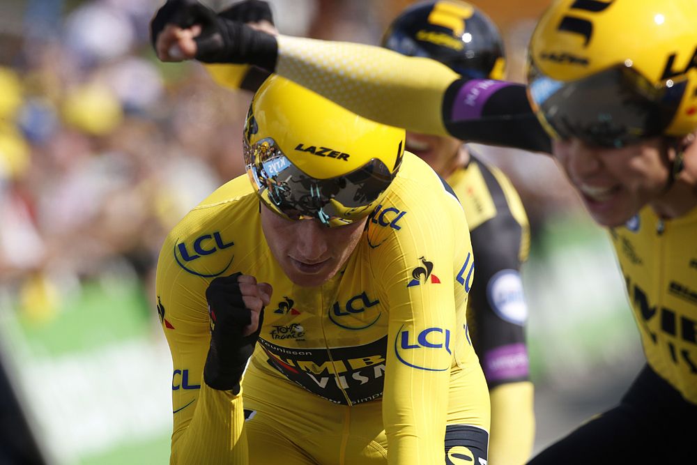 Jumbo-Visma win the team time trial at the Tour de France and Mike Teunissen stays in the yellow jerssey