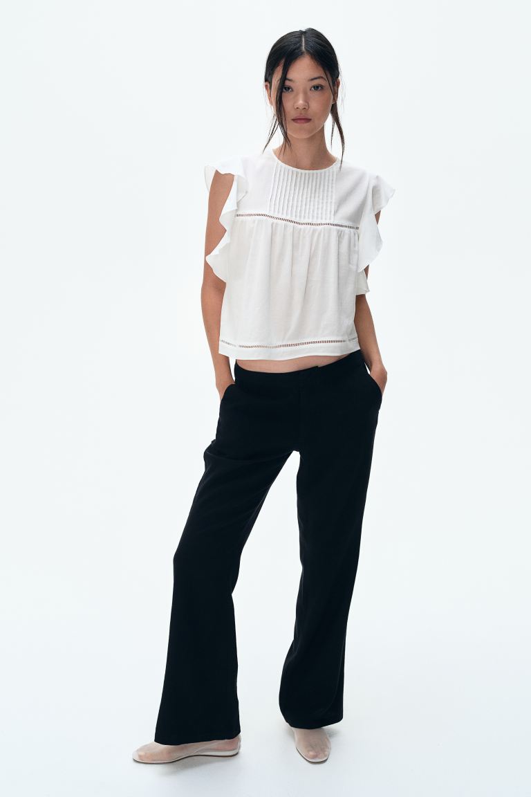 Linen-Blend Tailored Trousers