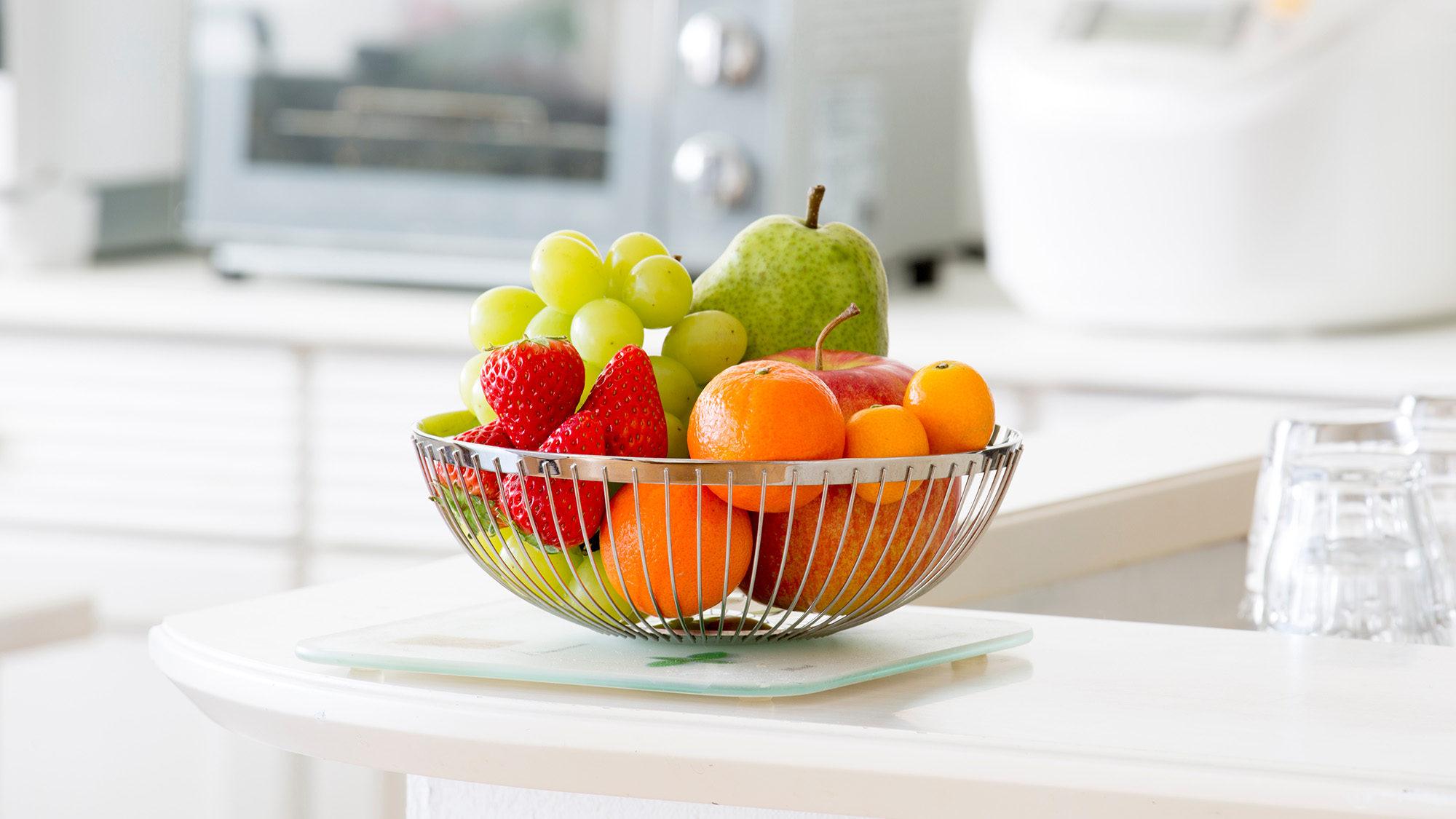 Fruit bowl in modern kitchen