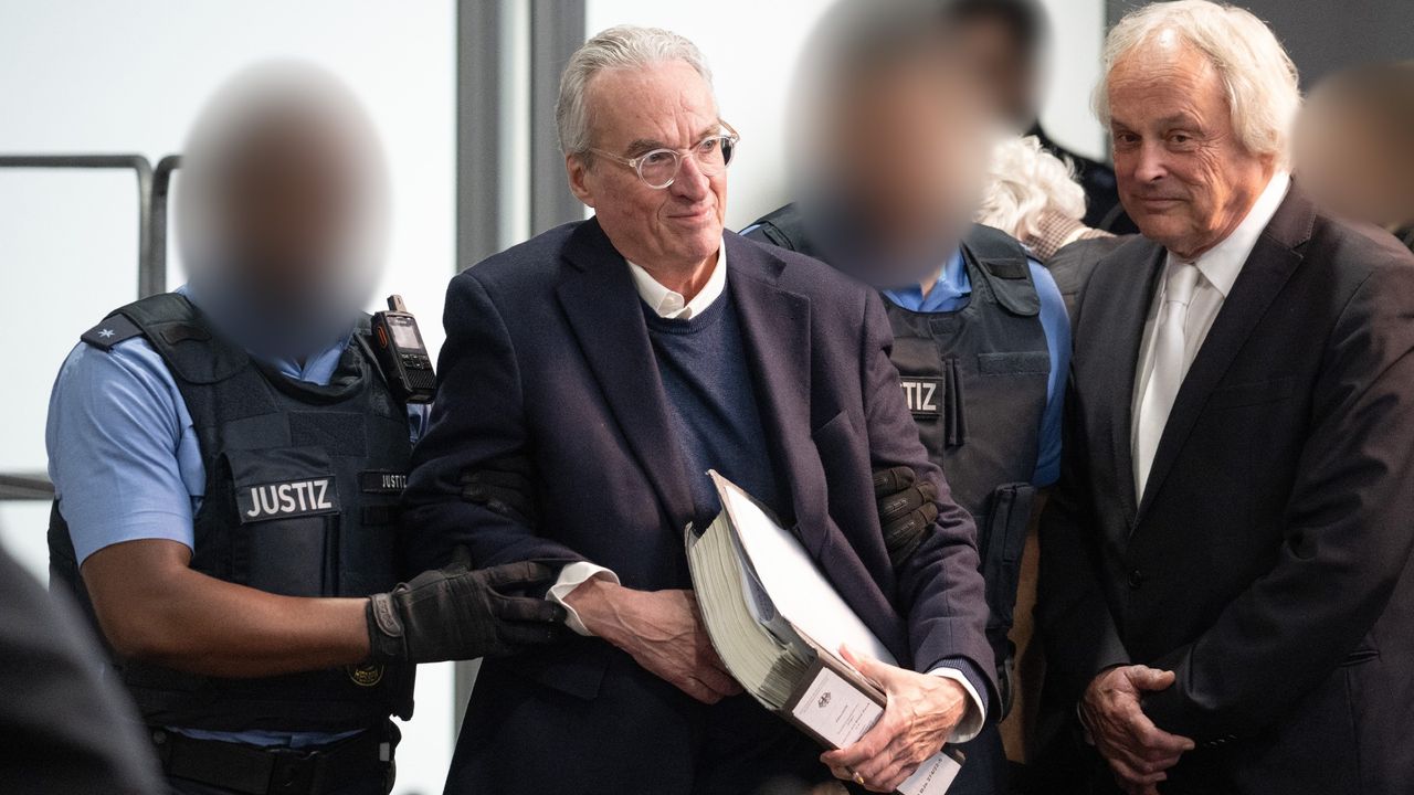 Heinrich XIII Prince Reuss arrives at the Frankfurt Higher Regional Court on the second day of the Reichsburger trial on 23 May 2024 