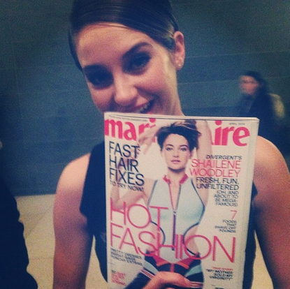 shailene woodley holding marie claire magazine