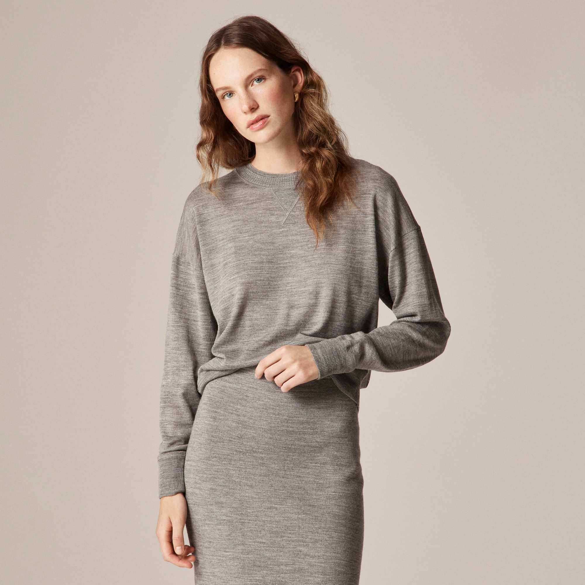Oversized Crewneck Sweatshirt in Merino Wool