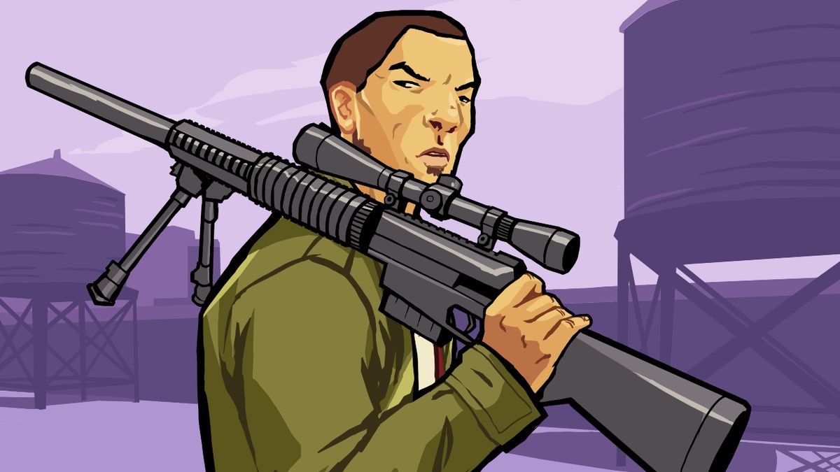 Huang Lee holding a gun during one of the best DS games, Grand Theft Auto: Chinatown Wars.