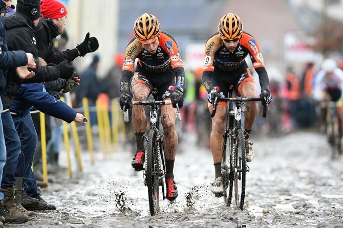 Rob Peeters and Wout Van Aert at Bpost Bank Trofee Azencross.