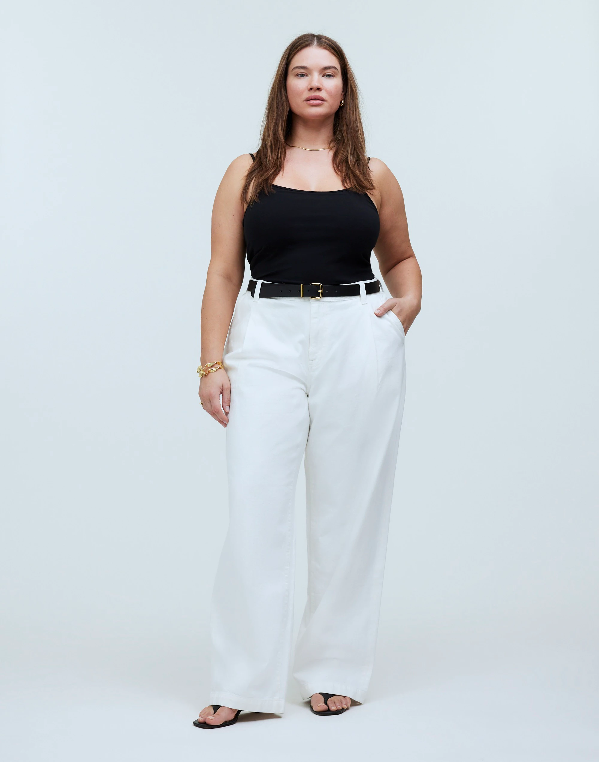 The Plus Harlow Wide-Leg Jean in Tile White: Airy Denim Edition
