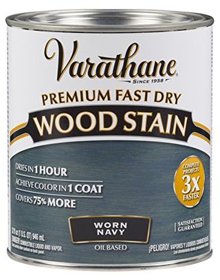 Varathane 297428 Premium Fast Dry Wood Stain, Worn Navy, 32 Oz, Quart