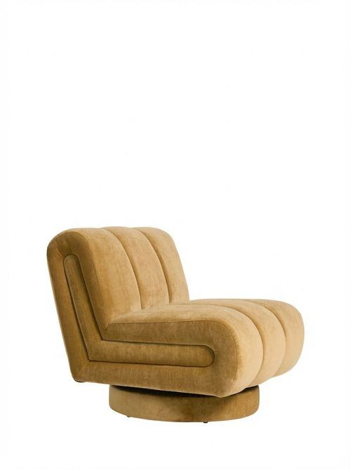 Relaxed Chenille Dark Ochre Yellow Hoxton Swivel Accent Chair