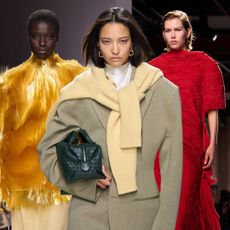 three models attend the bottega veneta spring 2026 fashion show