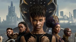 (L - R): Winston Duke as M'Baku, Lupita Nyong'o as Nakia, Letitia Wright as Shuri, Angela Bassett as Ramonda and Danai Gurira as Okoye in key art for Black Panther: Wakanda Forever