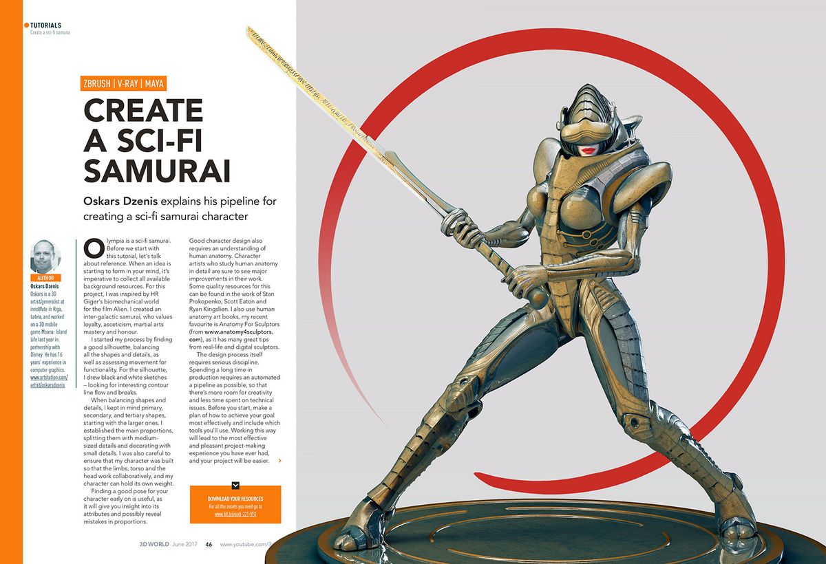 Build a sci-fi samurai character with Oskars Dzenis' pipeline