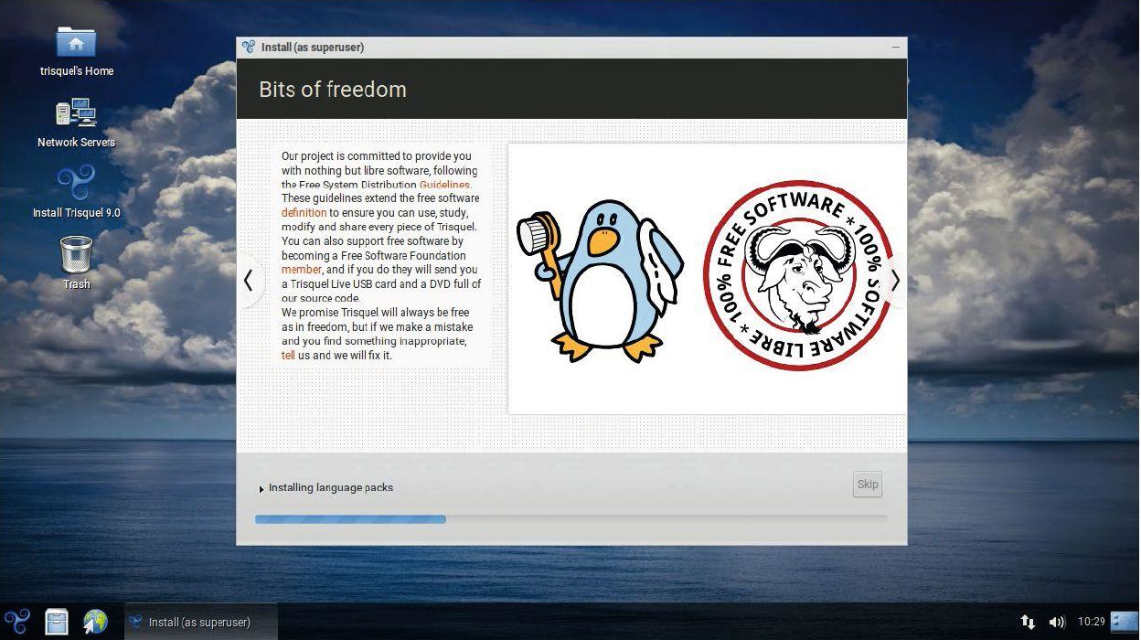 screenshot of Trisquel's desktop