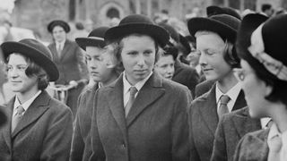 Princess Anne pictured in centre with fellow pupils during her first term at Benenden School