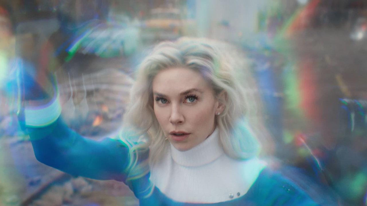Vanessa Kirby as Sue Storm aka Invisible Woman in The Fantastic Four: First Steps.