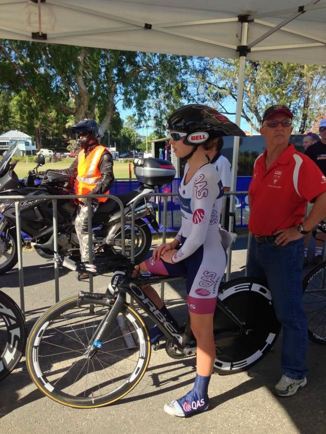 Skerritt (Bikebug) about to start her TT at Battle on the Border