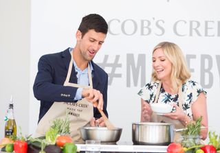 From actress to Celebrity MasterChef winner: Tennis ace Novak Djokovic and Lisa Faulkner at an exclusive Jacob's Creek cooking masterclass