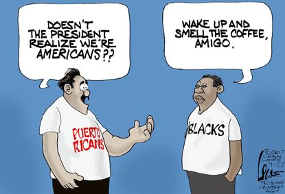 Political cartoon U.S. Trump Puerto Rico racism