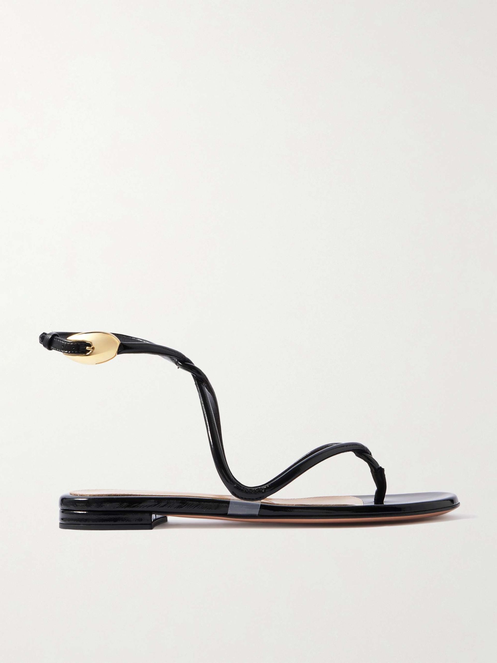Black Mamba Patent-Leather Sandals
