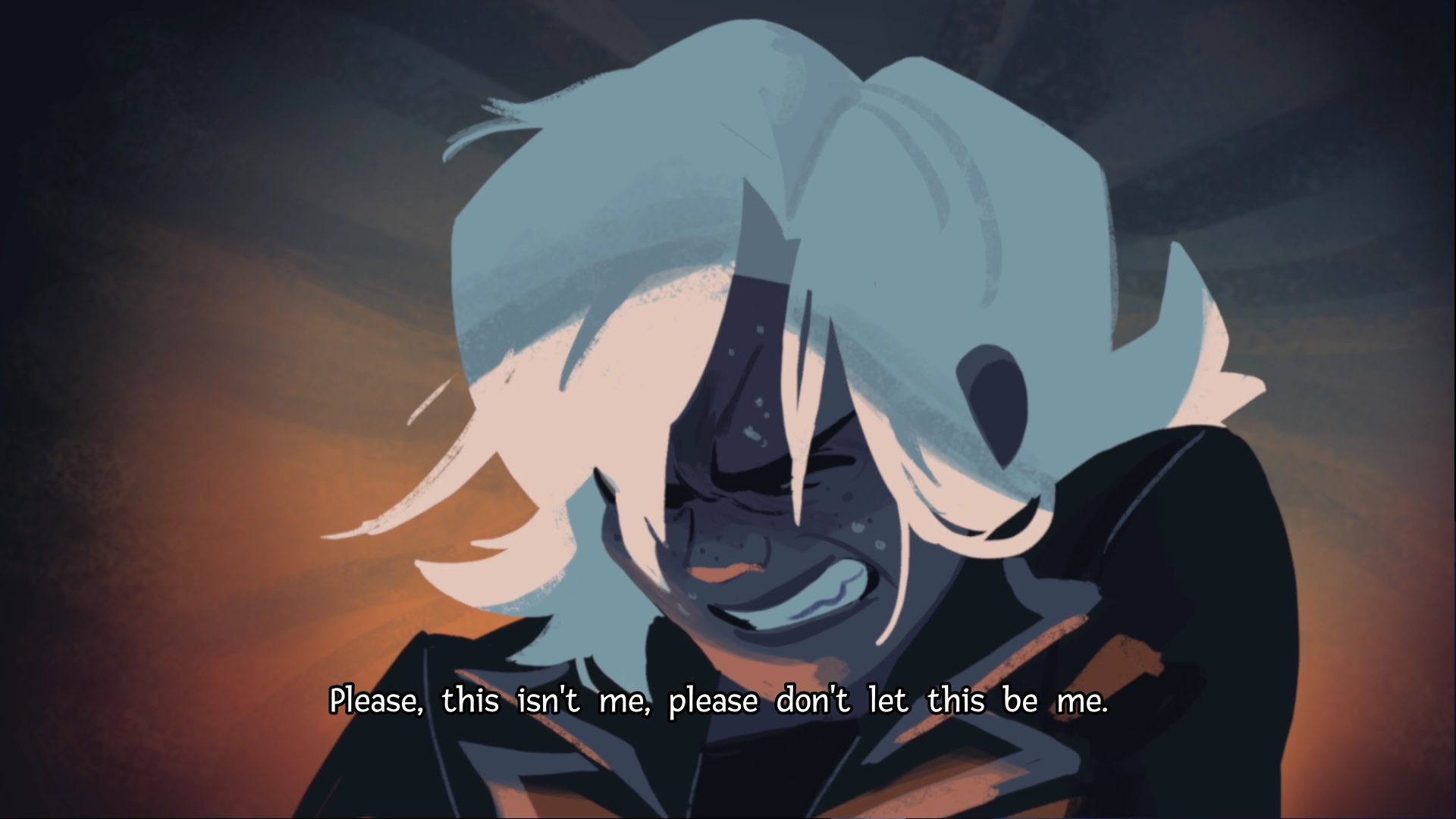 Wanderstop screenshot of Alta struggling, and expressing, 