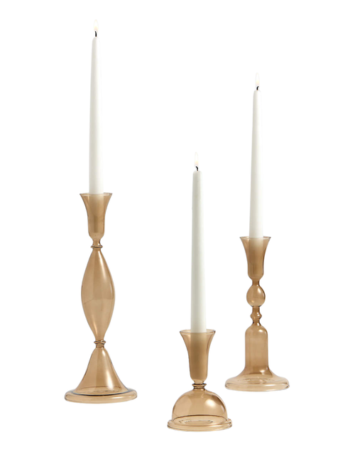 Milano Amber Glass Taper Holder, Set of 3