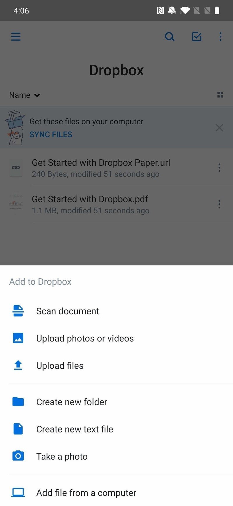 Aplicativo do Dropbox