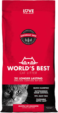 World's Best Cat Litter
It's a fine boast to plaster across the front of the packaging but although it's not cheap, this cat litter is made from whole-kernel corn which offers great odor control. It also claims to be flushable one or two clumps at a time, even when used with septic systems.