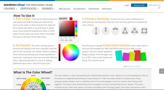 Colour Calculator instruction screen colour tools