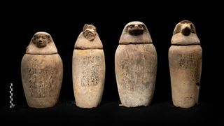 Archaeologists found a set of empty canopic jars during the excavation.