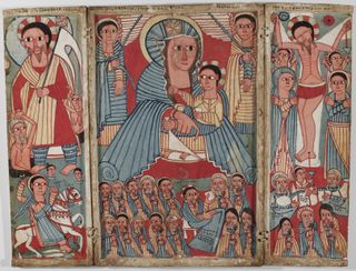 A panel from 17th century Ethiopia showing the Virgin Mary and Jesus