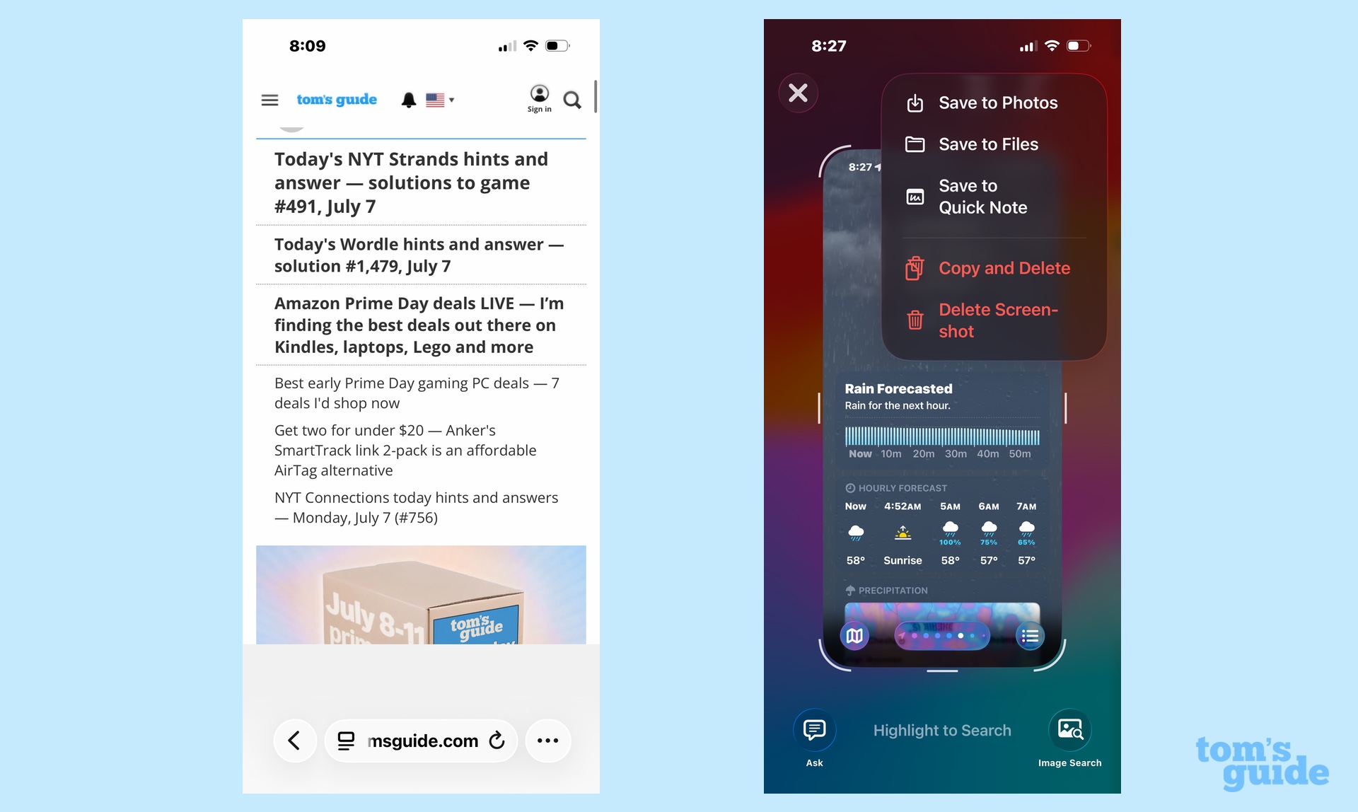 IOS 26 interfaces for Safari and Visual Intelligence