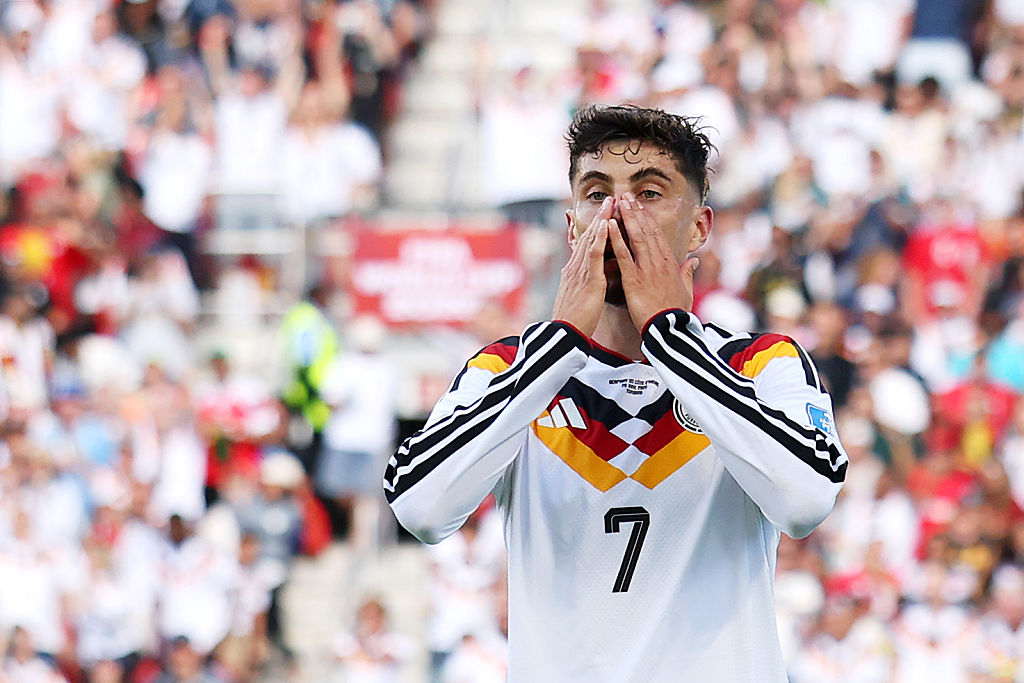 Kai Havertzof Germany reacts after scoring a goal which is later disallowed