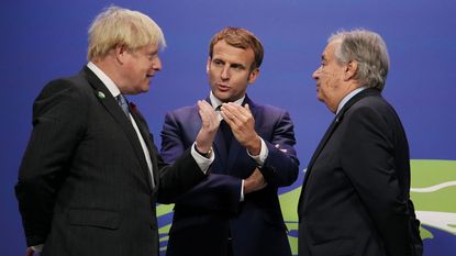Boris Johnson, Emmanuel Macron and Antonio Guterres