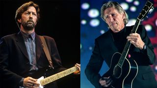 LEFT: Eric Clapton In Concert, Brighton Centre, Britain - 1992. RIGHT: Roger Waters (of Pink Floyd fame) performs during a stop of his ''The Dark Side of the Moon Live 2006 Tour'' held at the Gund Arena, Cleveland, Ohio, September 28, 2006. 
