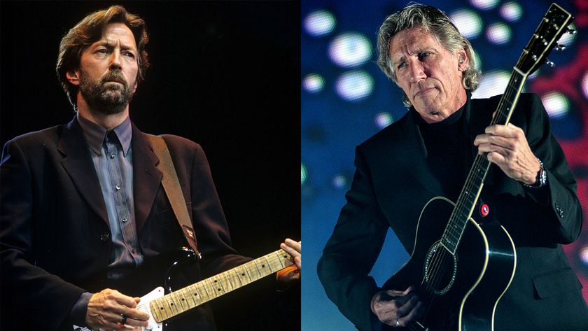 LEFT: Eric Clapton In Concert, Brighton Centre, Britain - 1992. RIGHT: Roger Waters (of Pink Floyd fame) performs during a stop of his ''The Dark Side of the Moon Live 2006 Tour'' held at the Gund Arena, Cleveland, Ohio, September 28, 2006. 