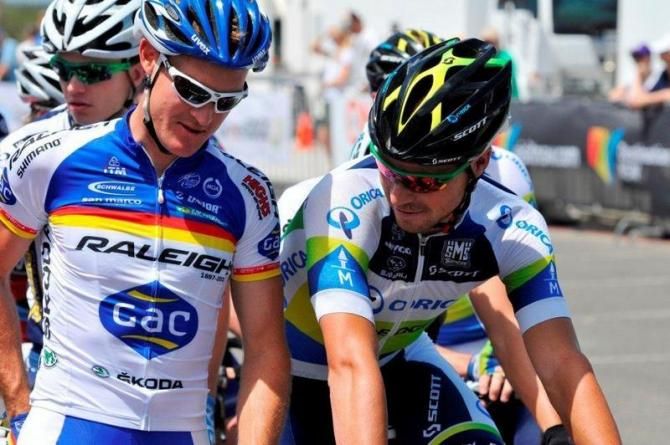 Sulzberger and Mitch Docker (Orica-GreenEdge) ready to go in Cronulla
