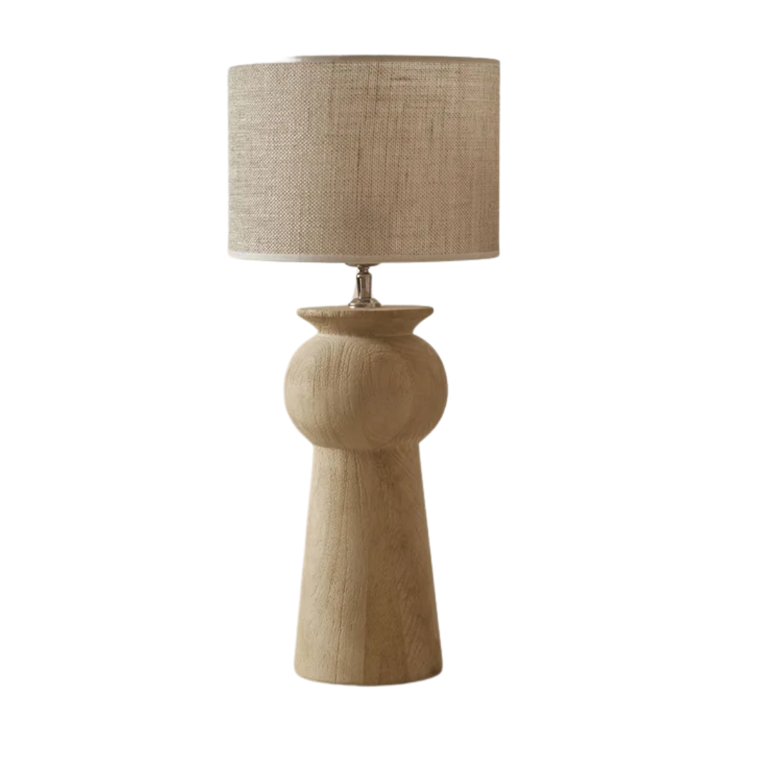 Carved Mango Wood Table Lamp